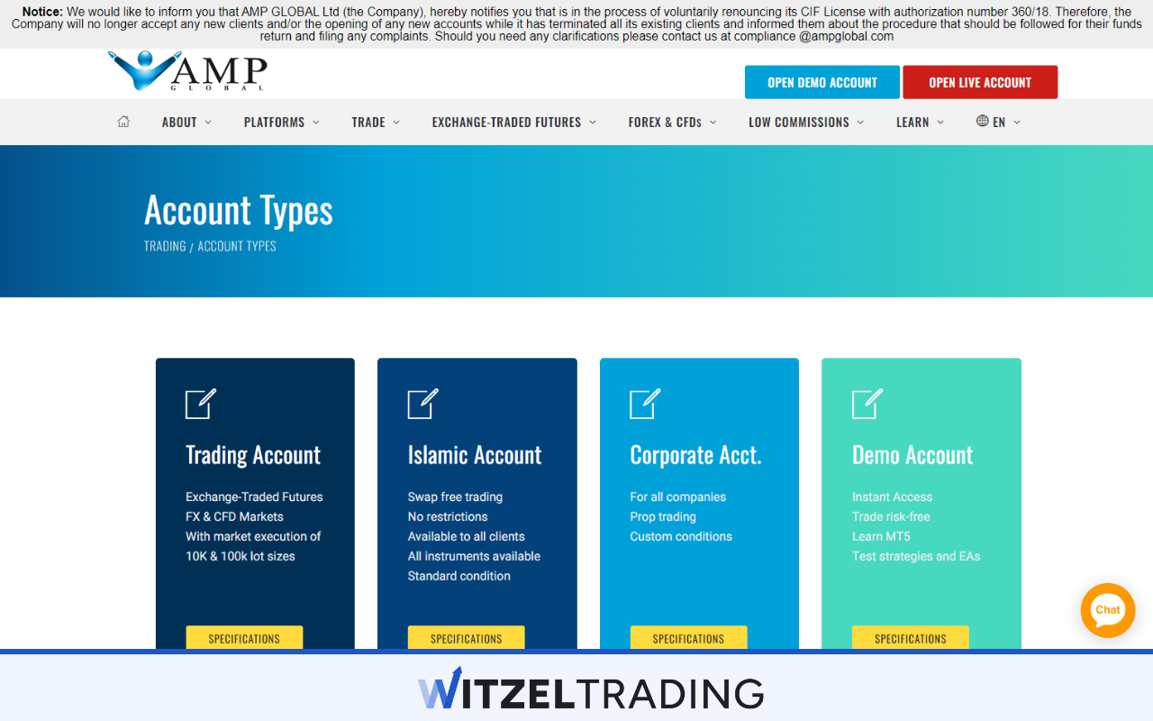 AMP Futures Account Types