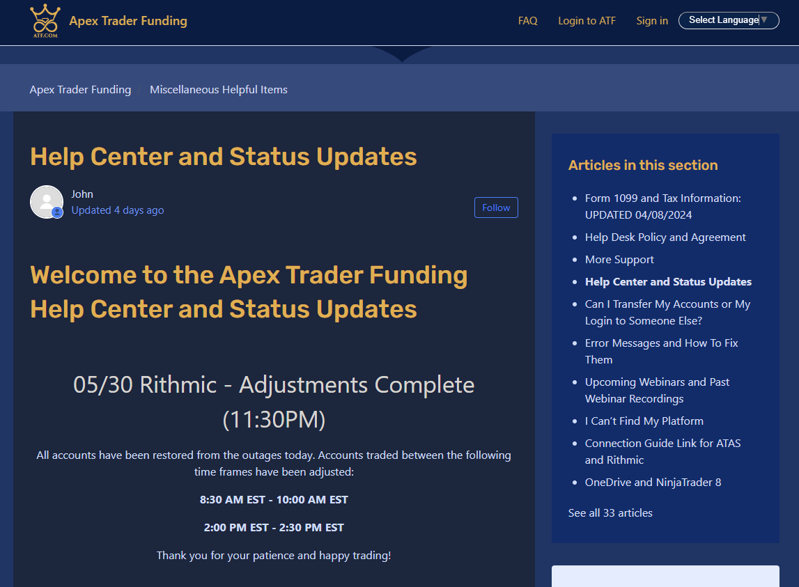 Apex Trader Funding Help Center