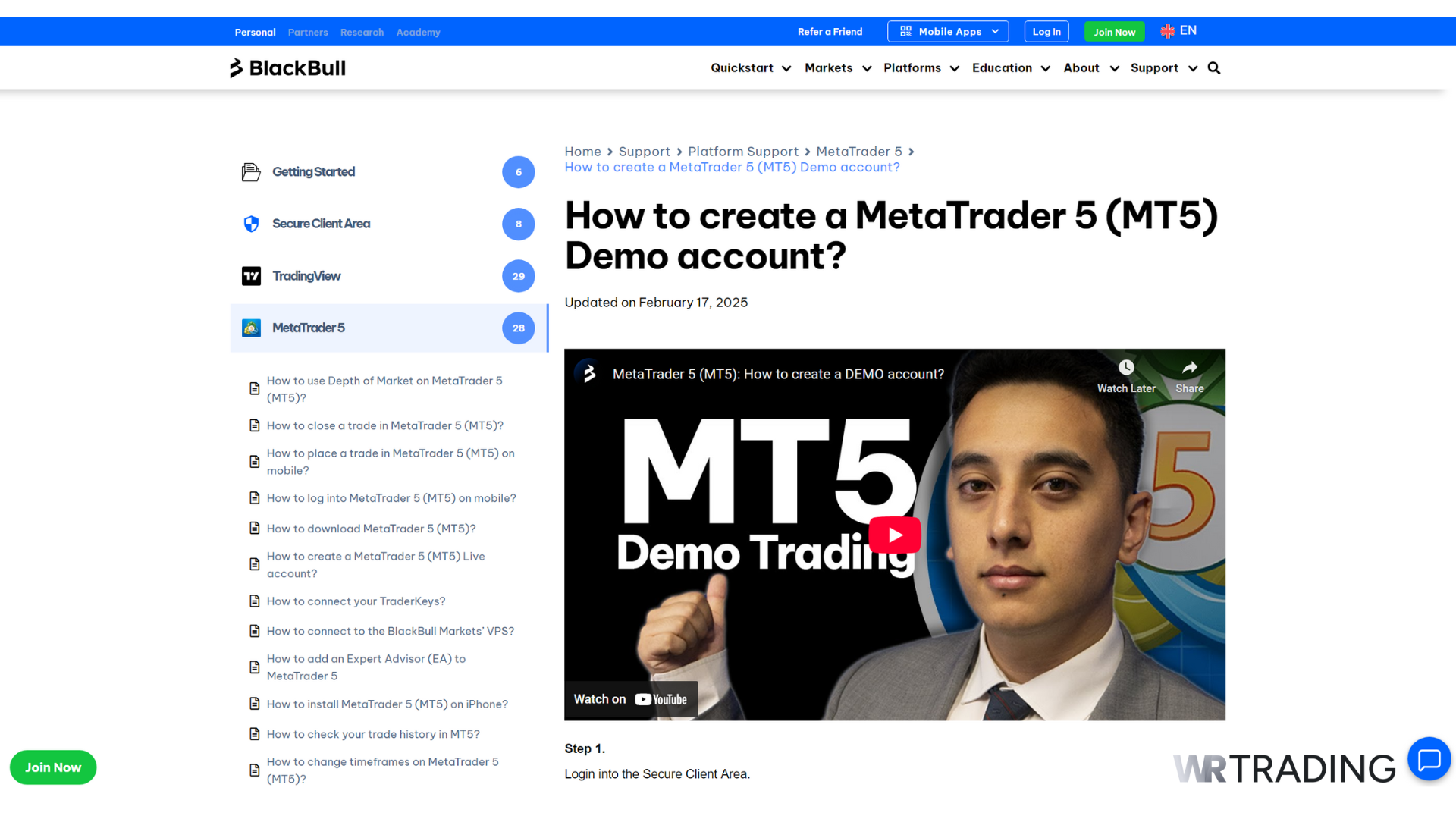 BlackBull Markets Forex Trading Demo Account Opening Page