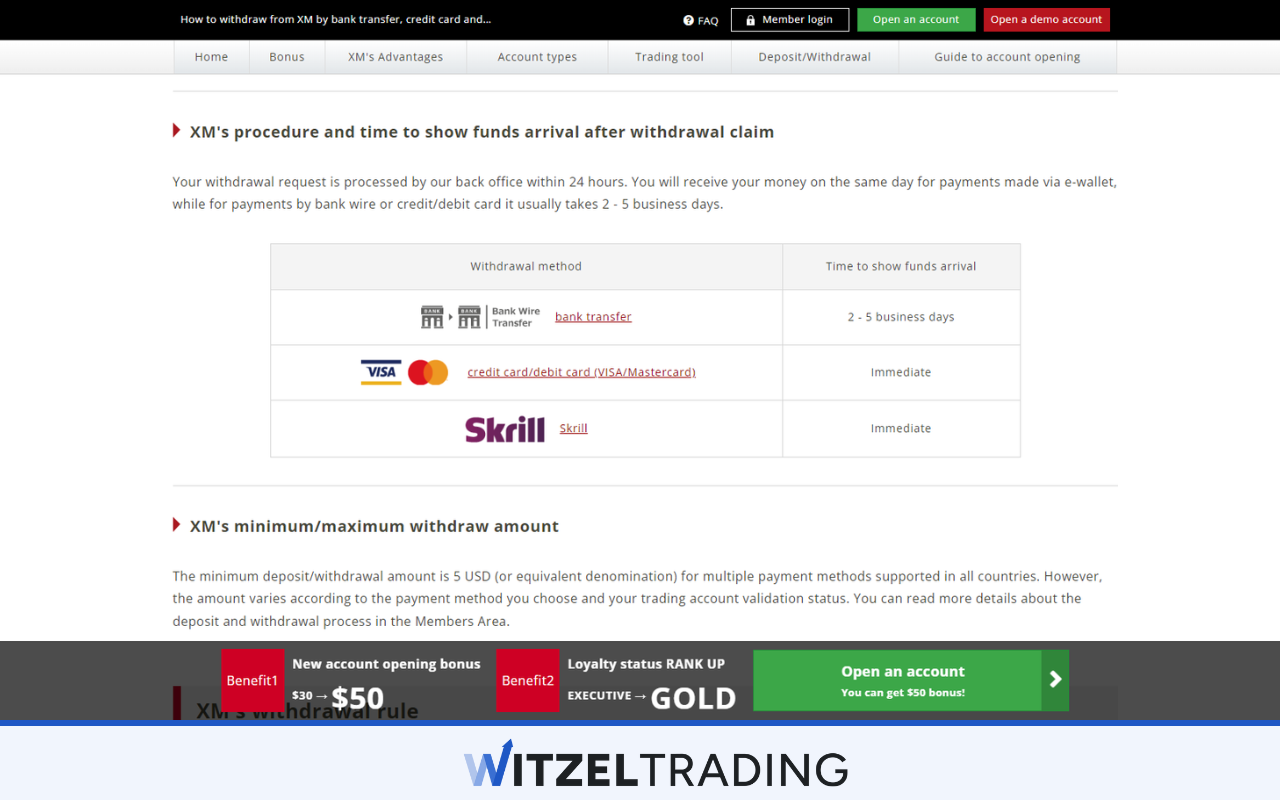 Credit Card Withdrawal by XM