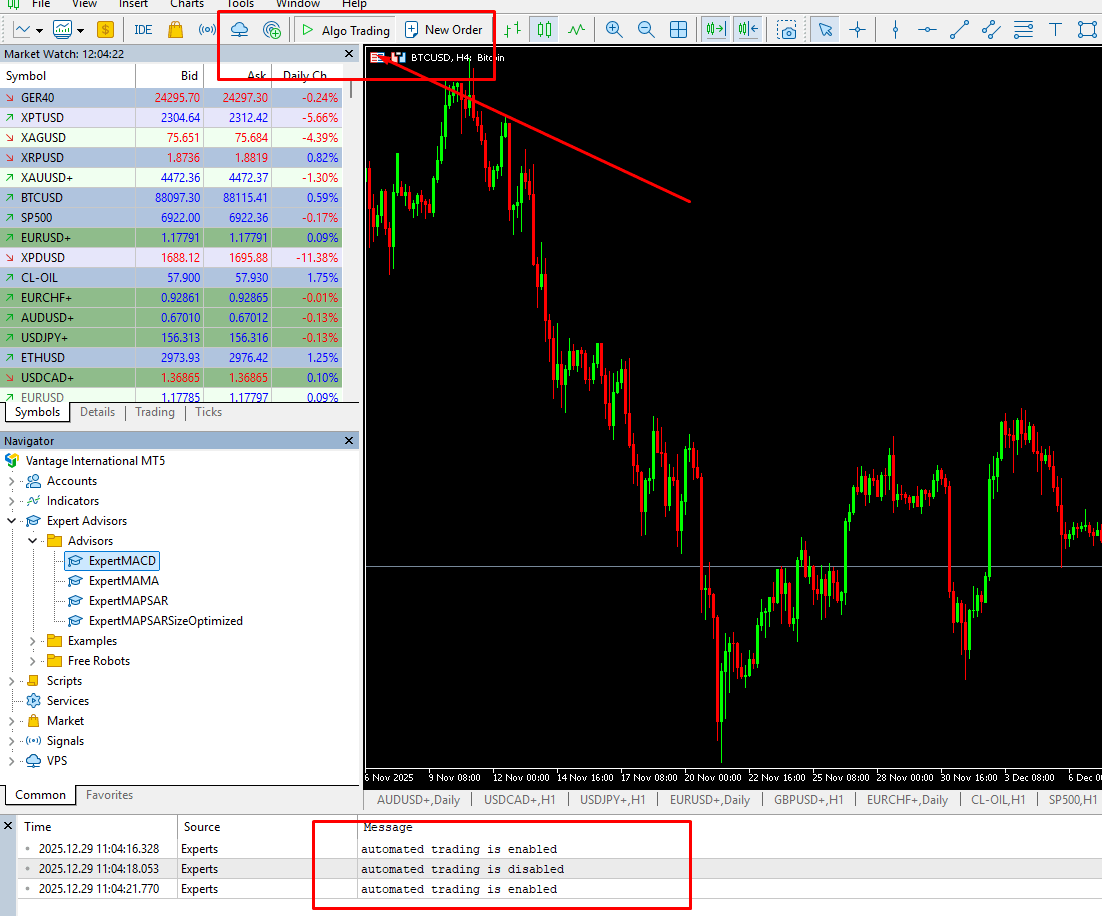 EA Algo Trading, Monitoring and Verification