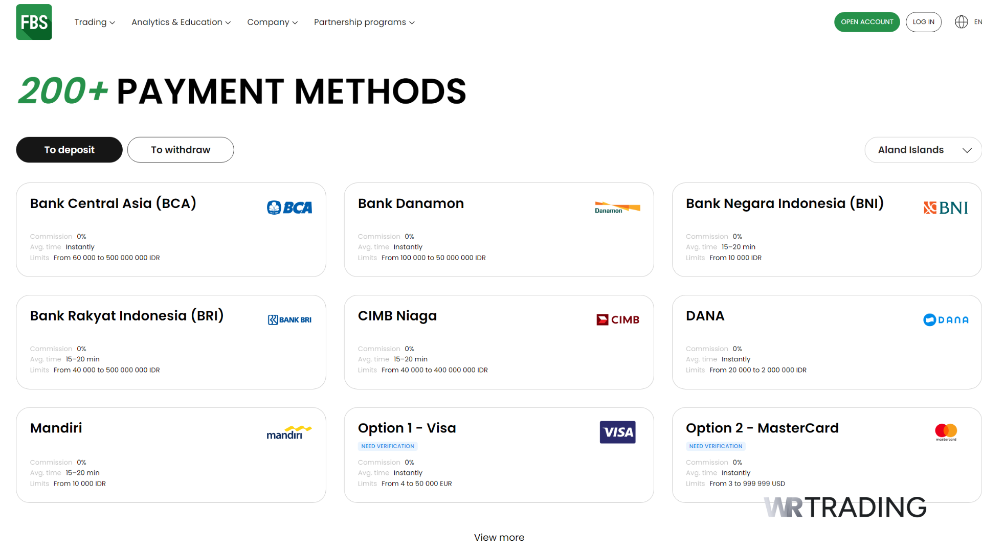 Payment Methods Available in FBS