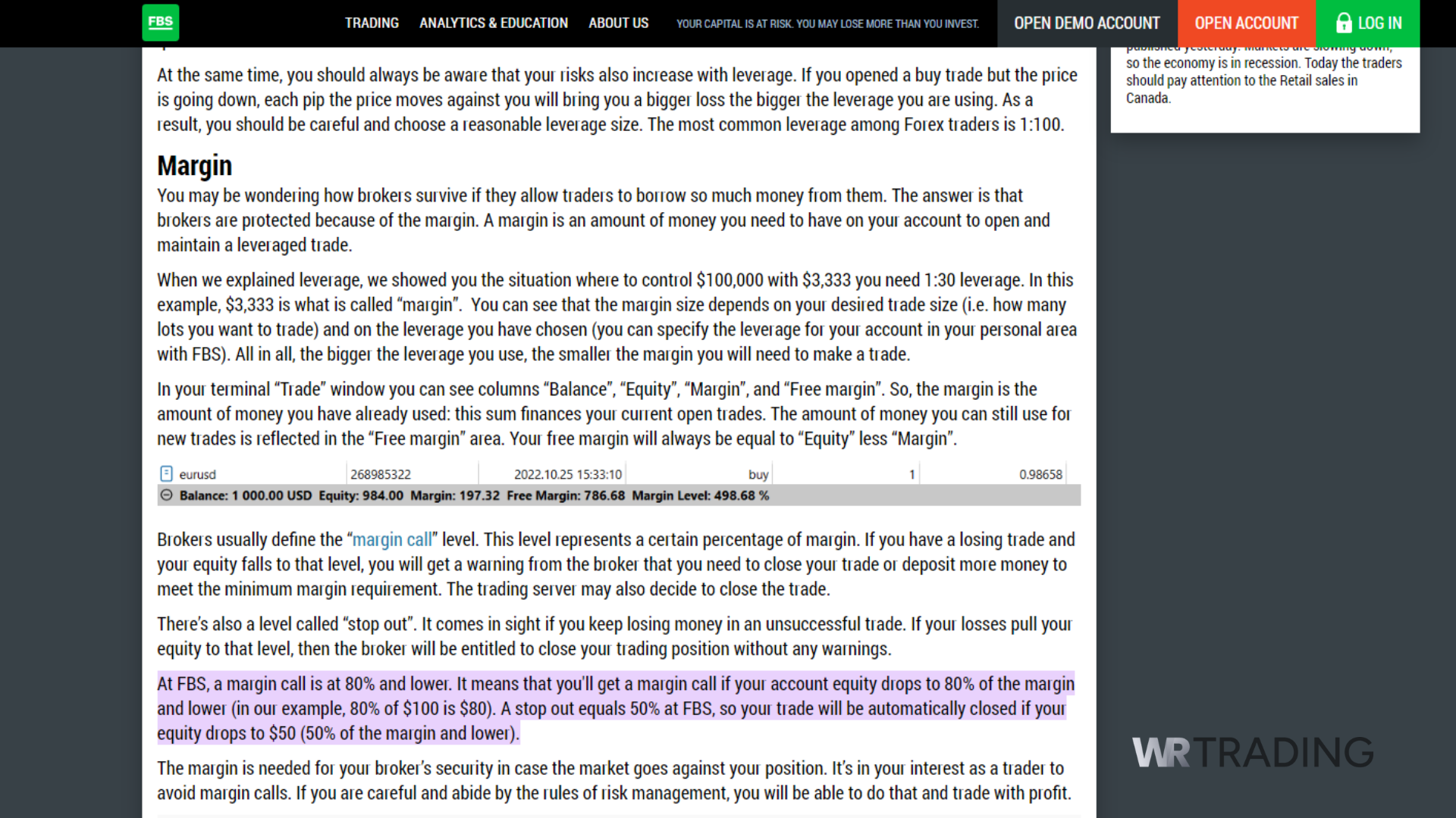 FBS Margin Call Explanation