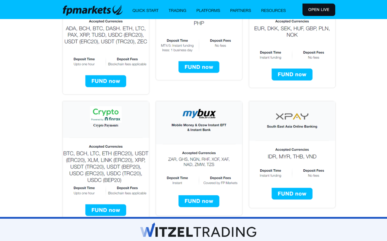FP Markets Crypto Deposit