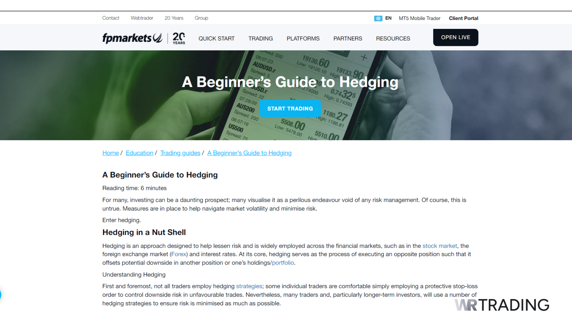 FP Markets Broker for Hedging Strategies