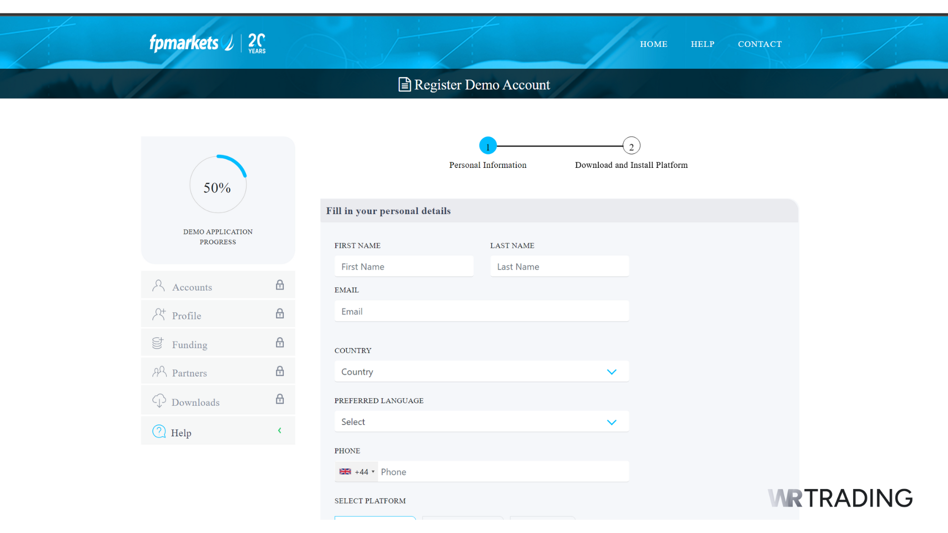 FP Markets MetaTrader 5 Demo Account Sign Up