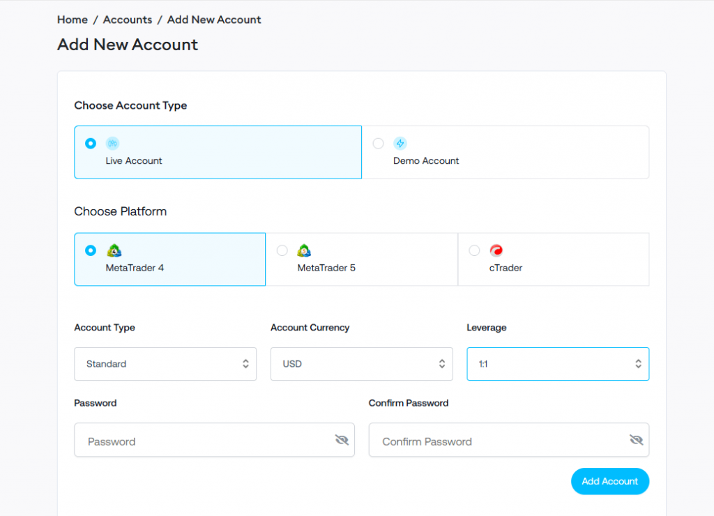 FP Trading Account creation
