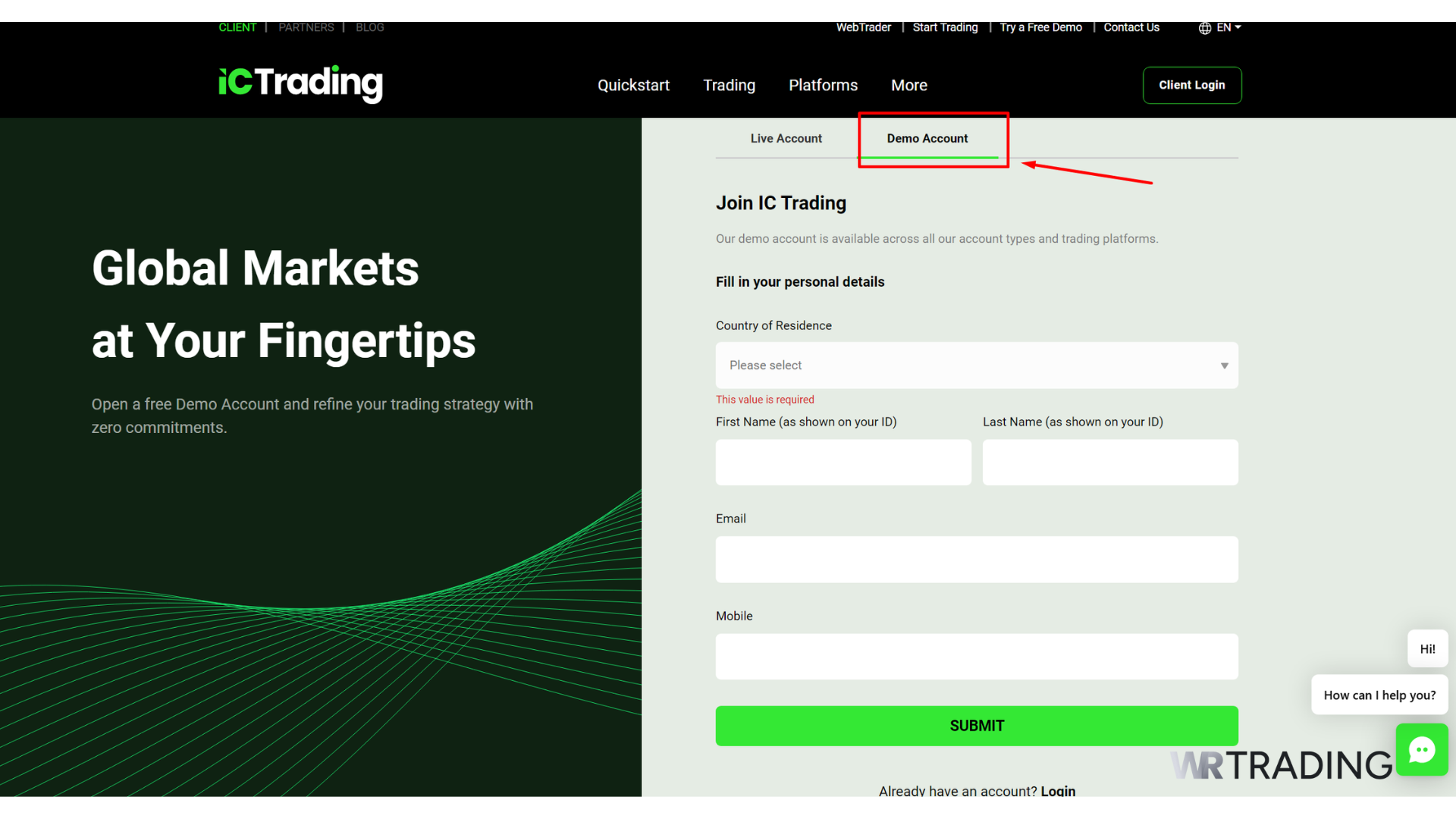 IC Trading MetaTrader 5 Demo Account Sign Up