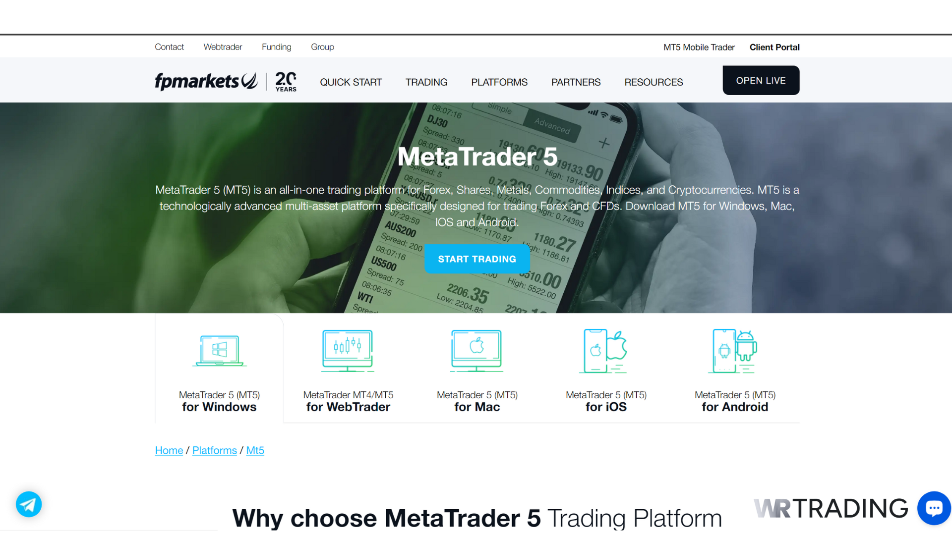 MetaTrader 5 (MT5) Broker FP Markets