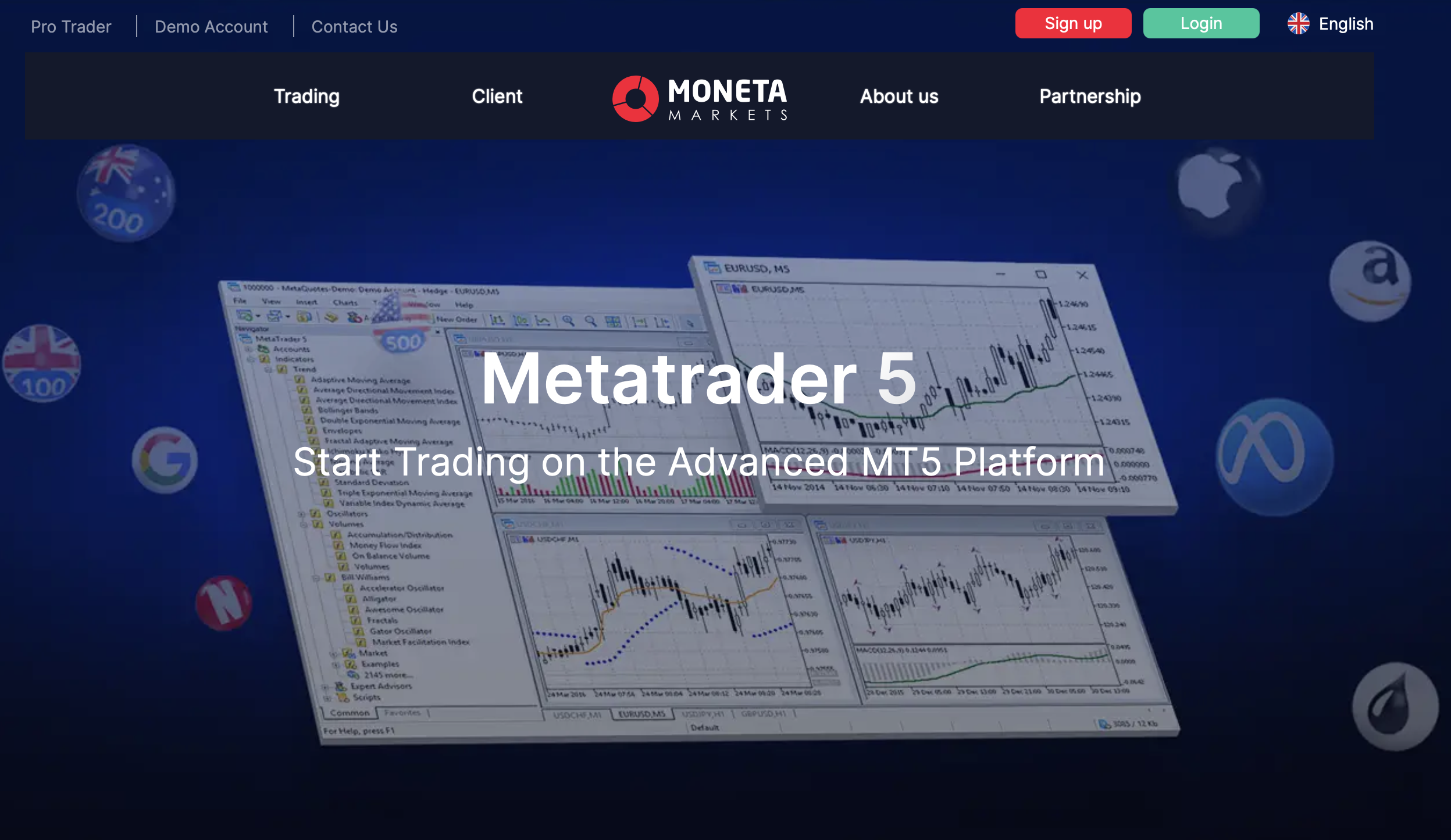 Moneta Markets Trading Crypto via MetaTrader