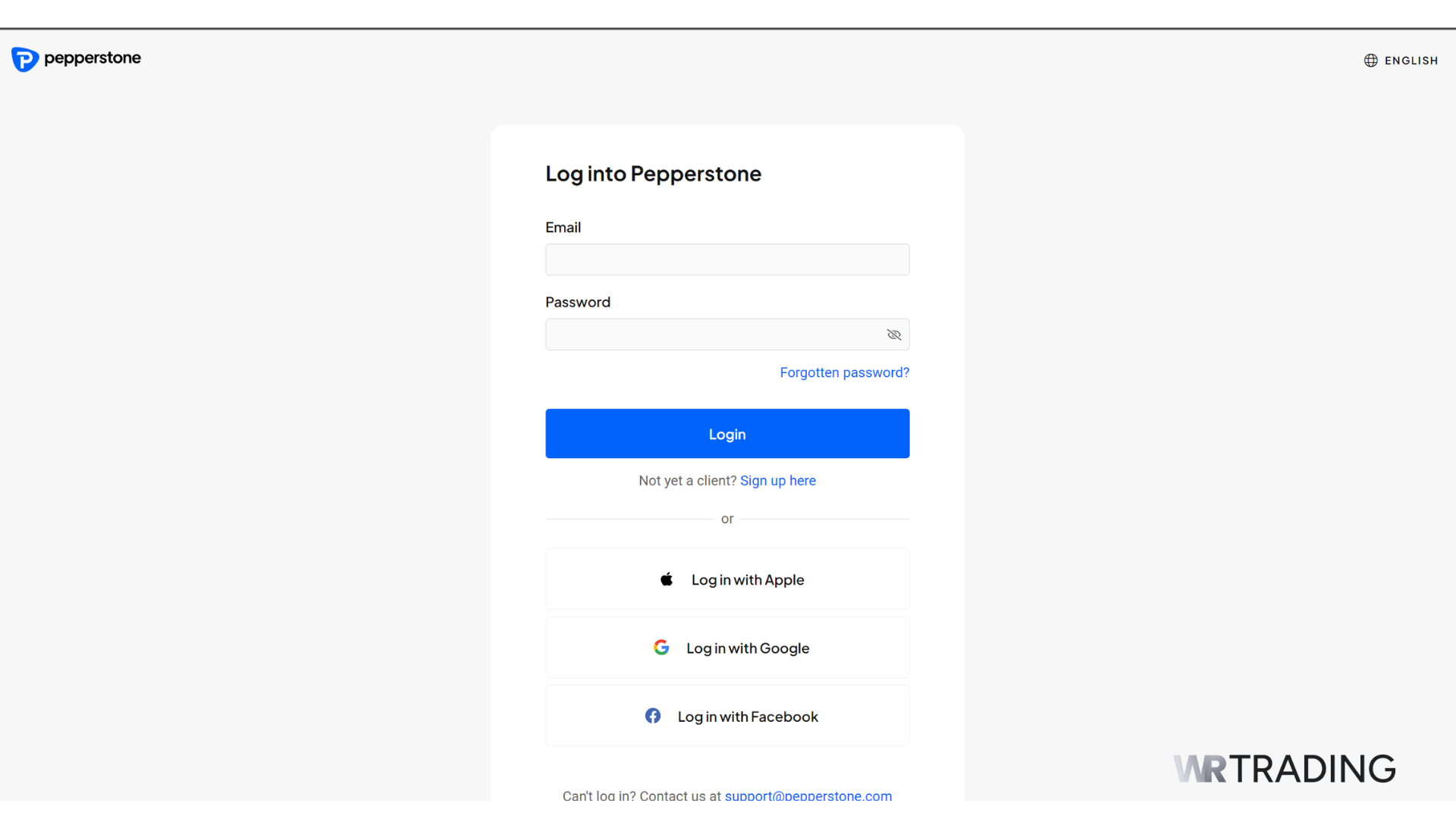 Pepperstone Platform Log In Page