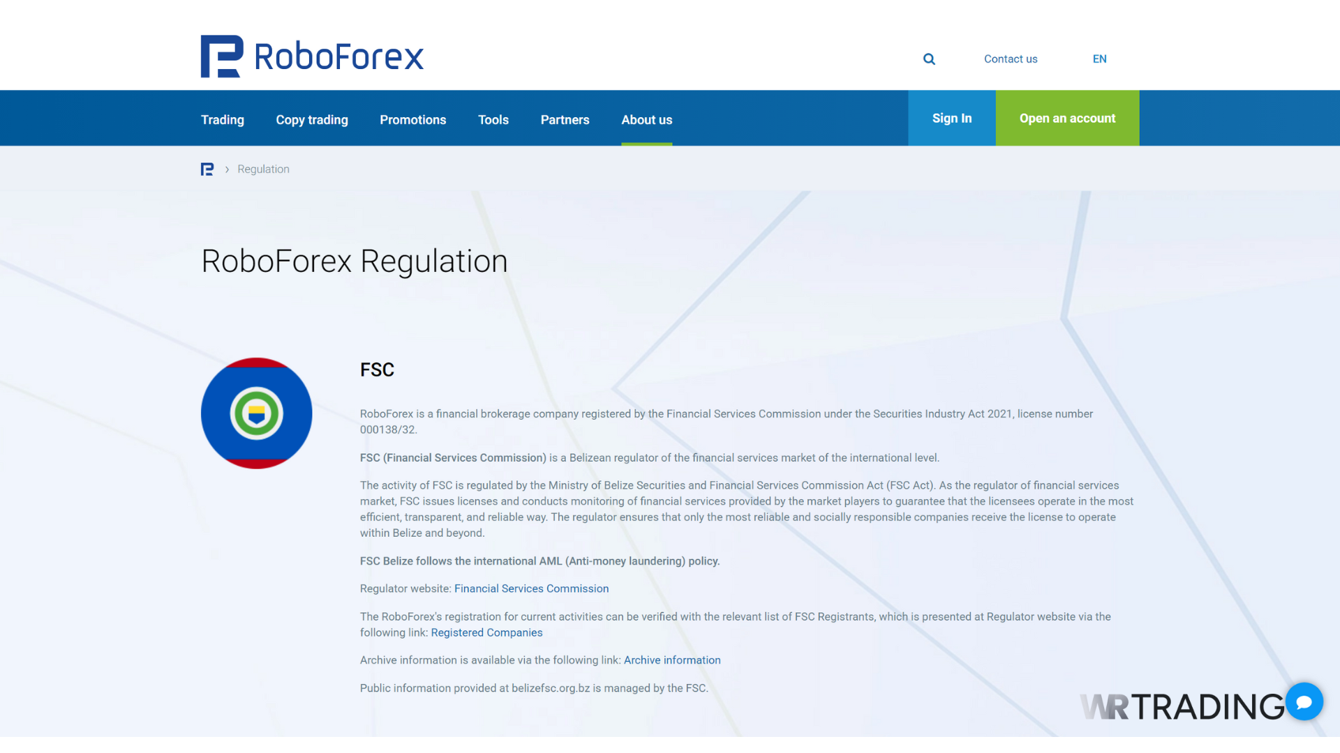 RoboForex FSC Regulation 