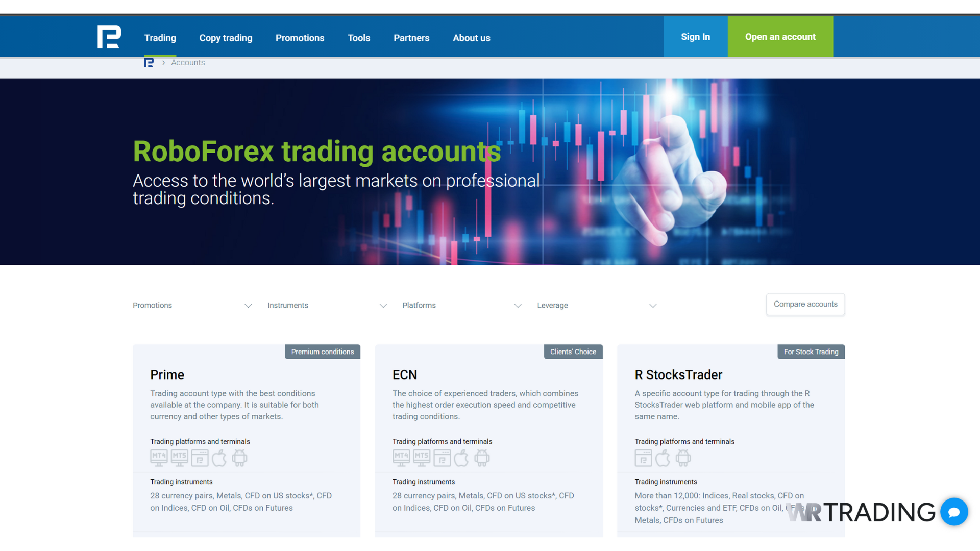 RoboForex Forex Trading Account Types