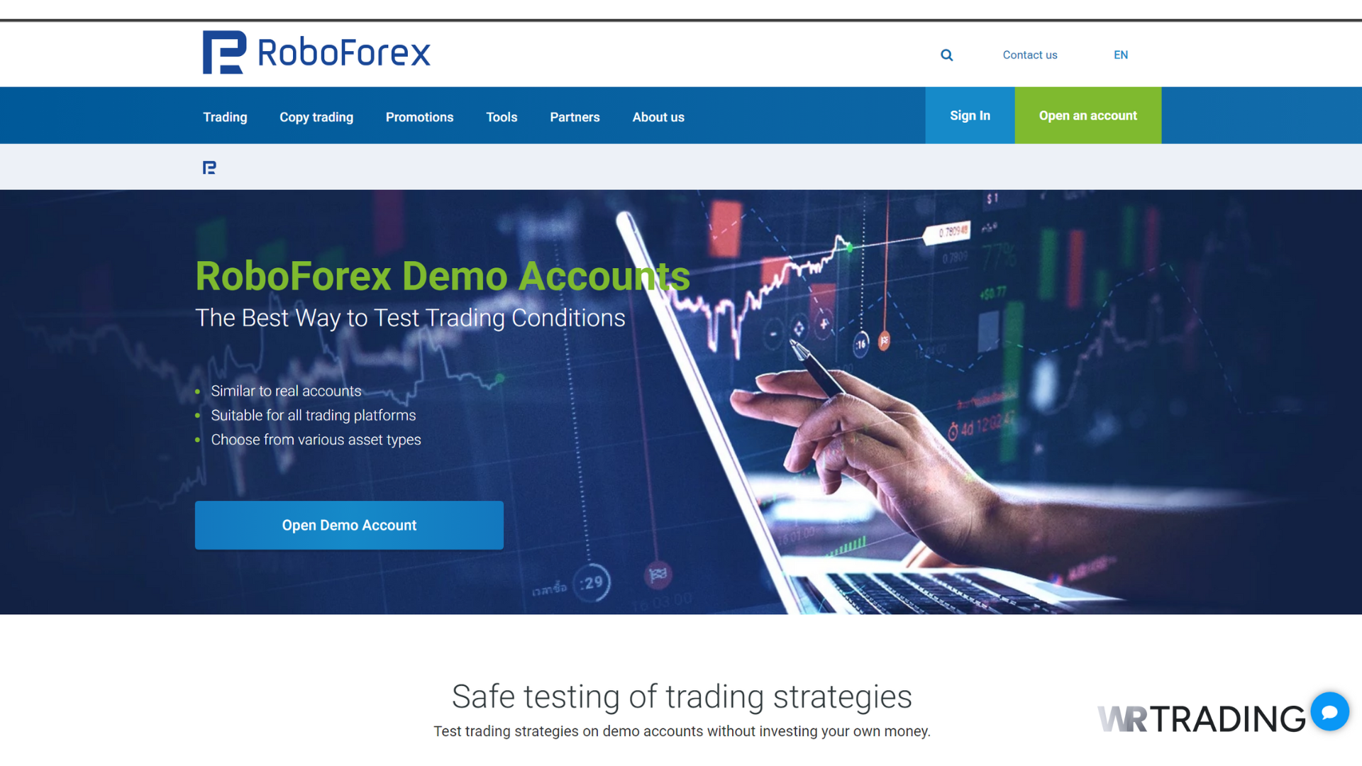 RoboForex Forex Trading Demo Account Opening Page