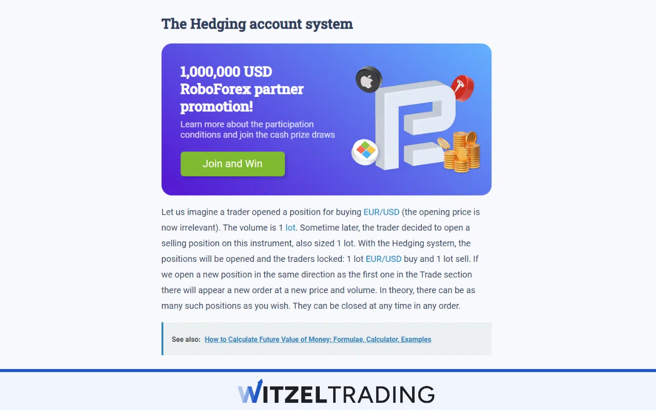 RoboForex Hedging Account