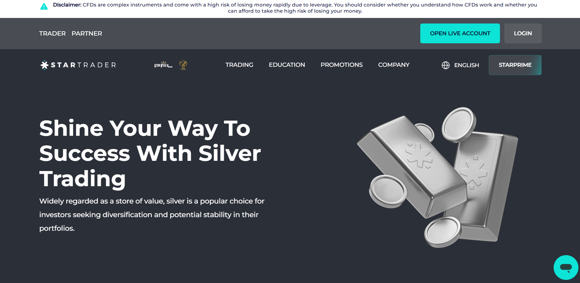 StarTrader Best Broker to trade Silver XAG/USD