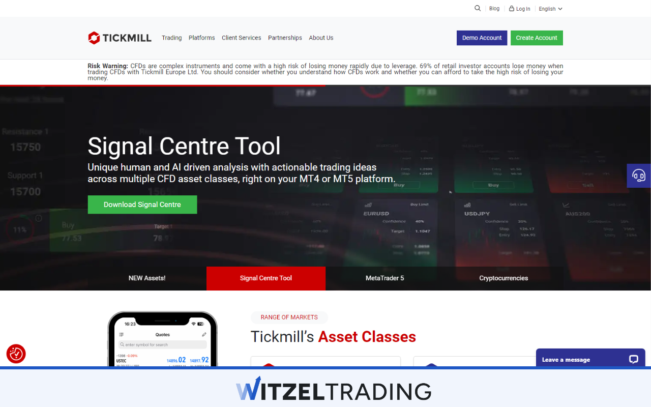 Tickmill as Broker With Trailing Stop Loss
