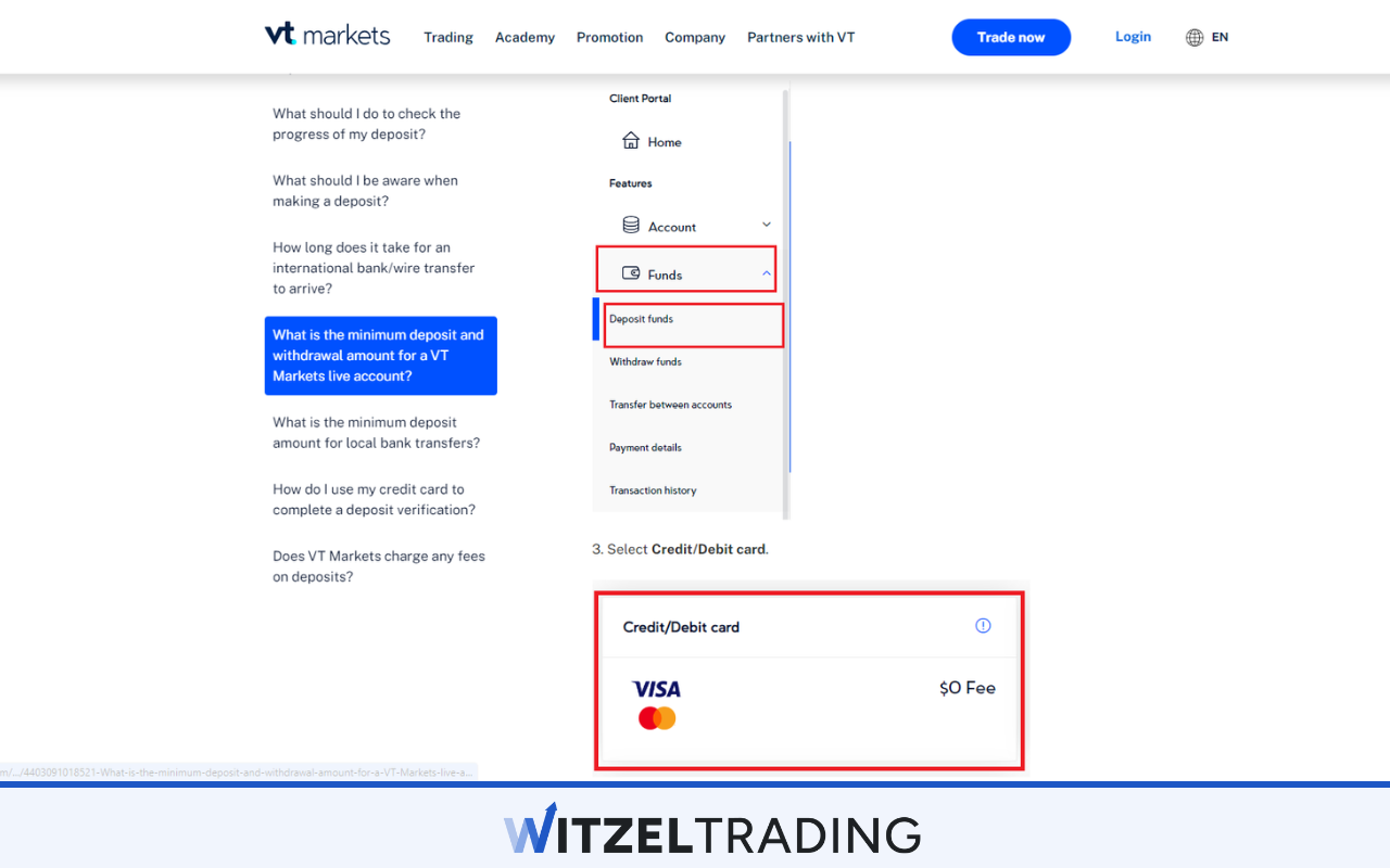 VT Markets Deposit with Credit Card