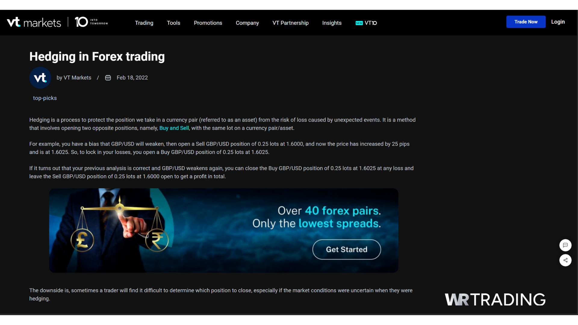 VT Markets Broker for Hedging Strategies