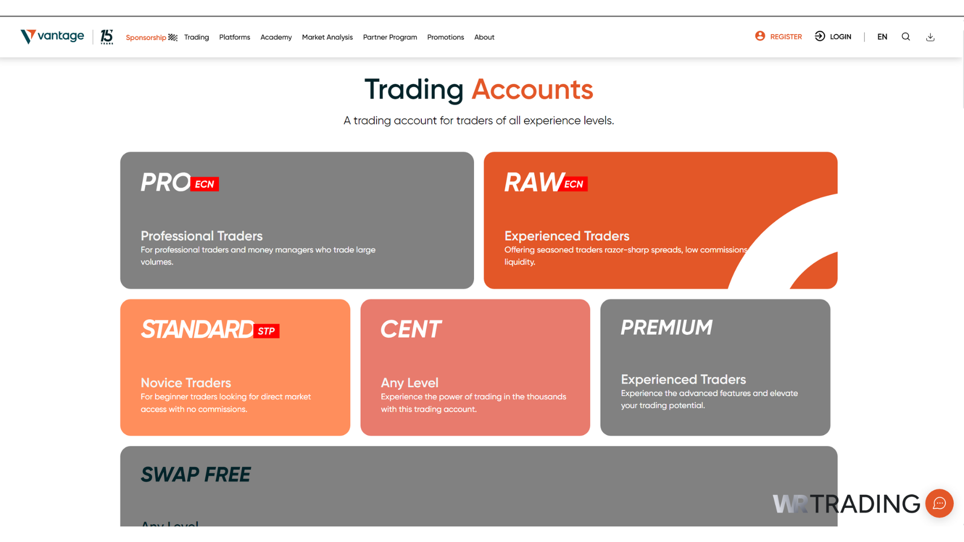 Vantage Markets Forex Trading Account Types