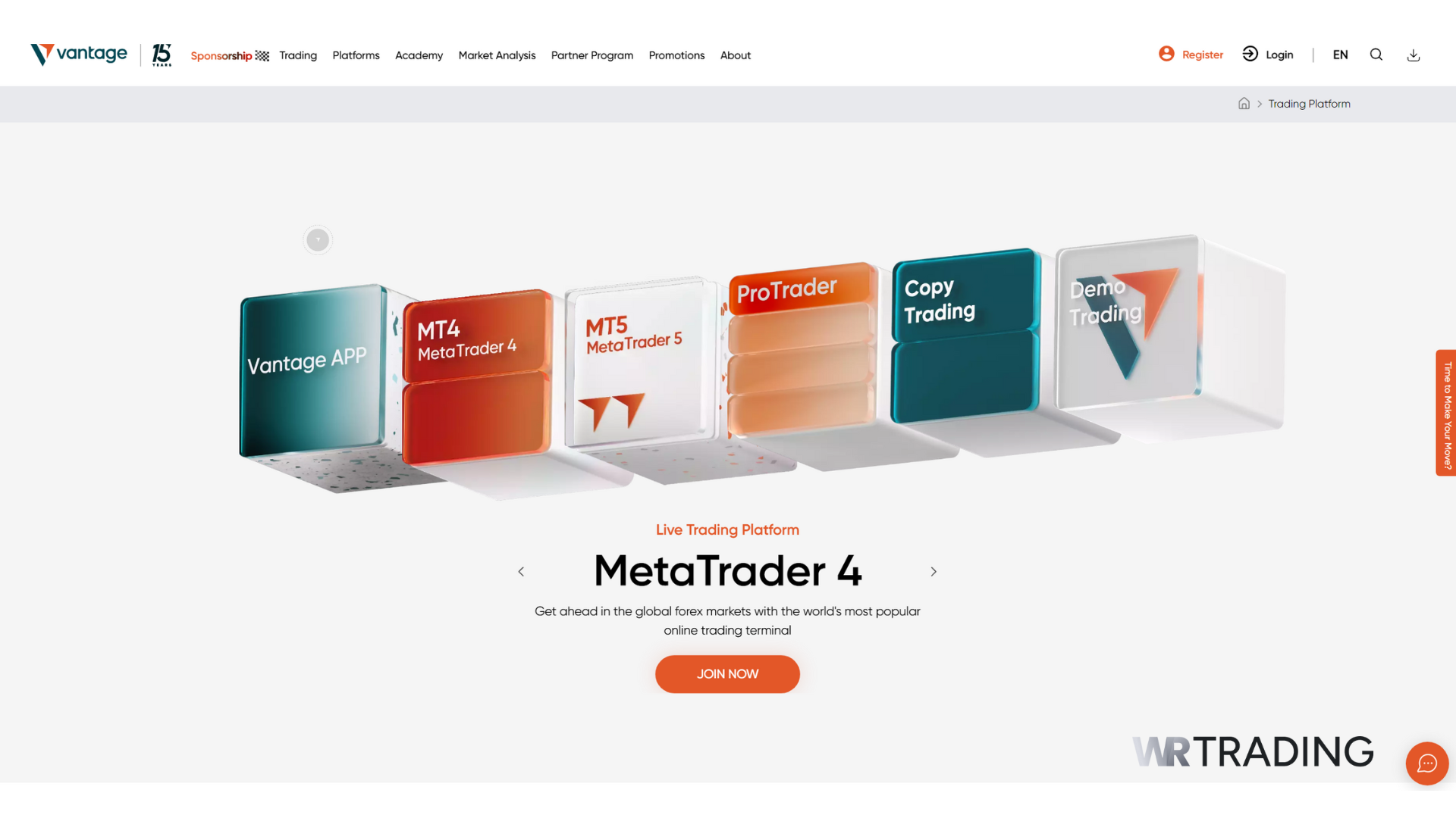 Vantage Markets Trading Platform Types