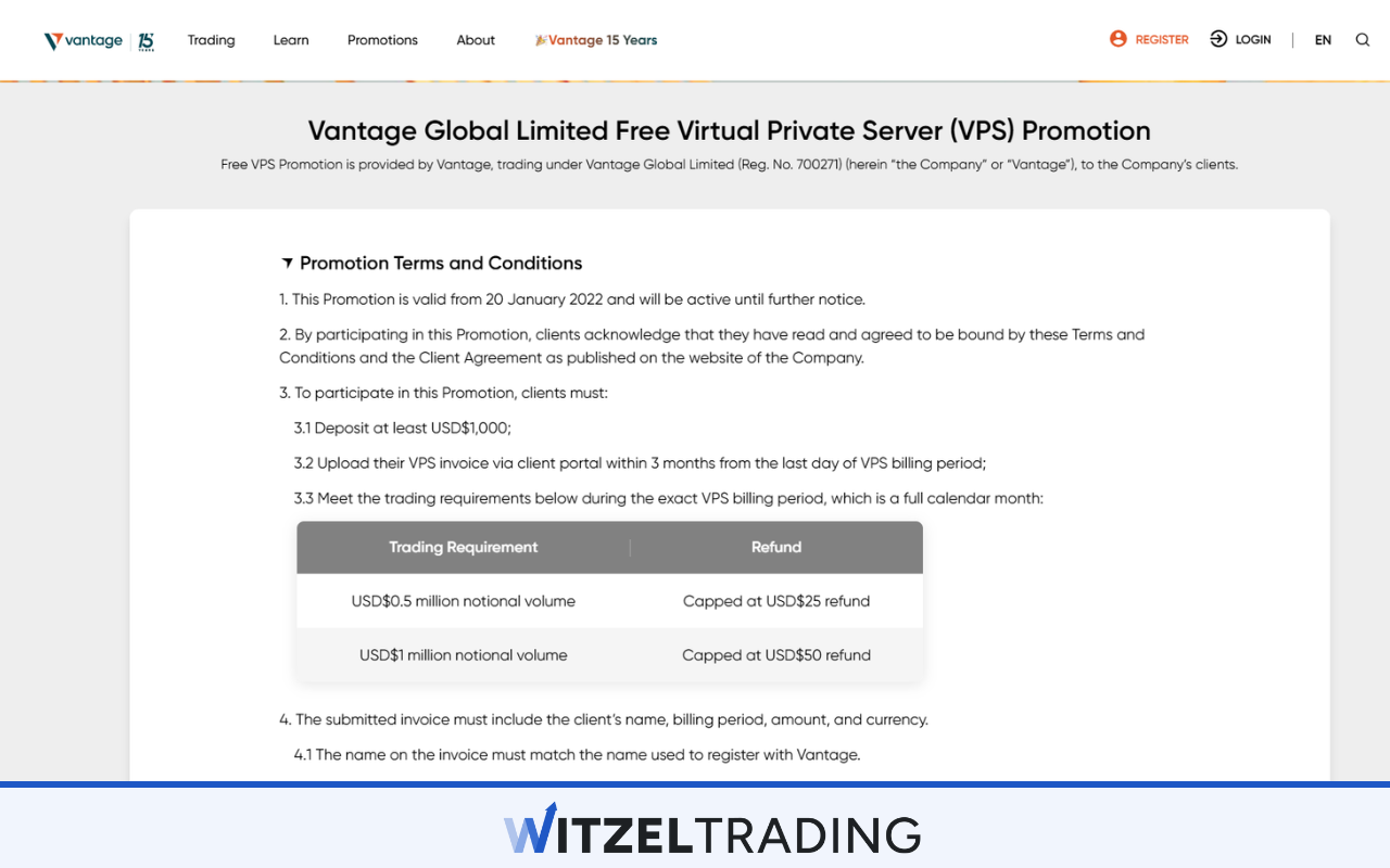 Vantage Markets VPS Trading