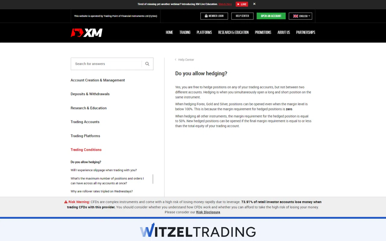 XM FAQ Hedging