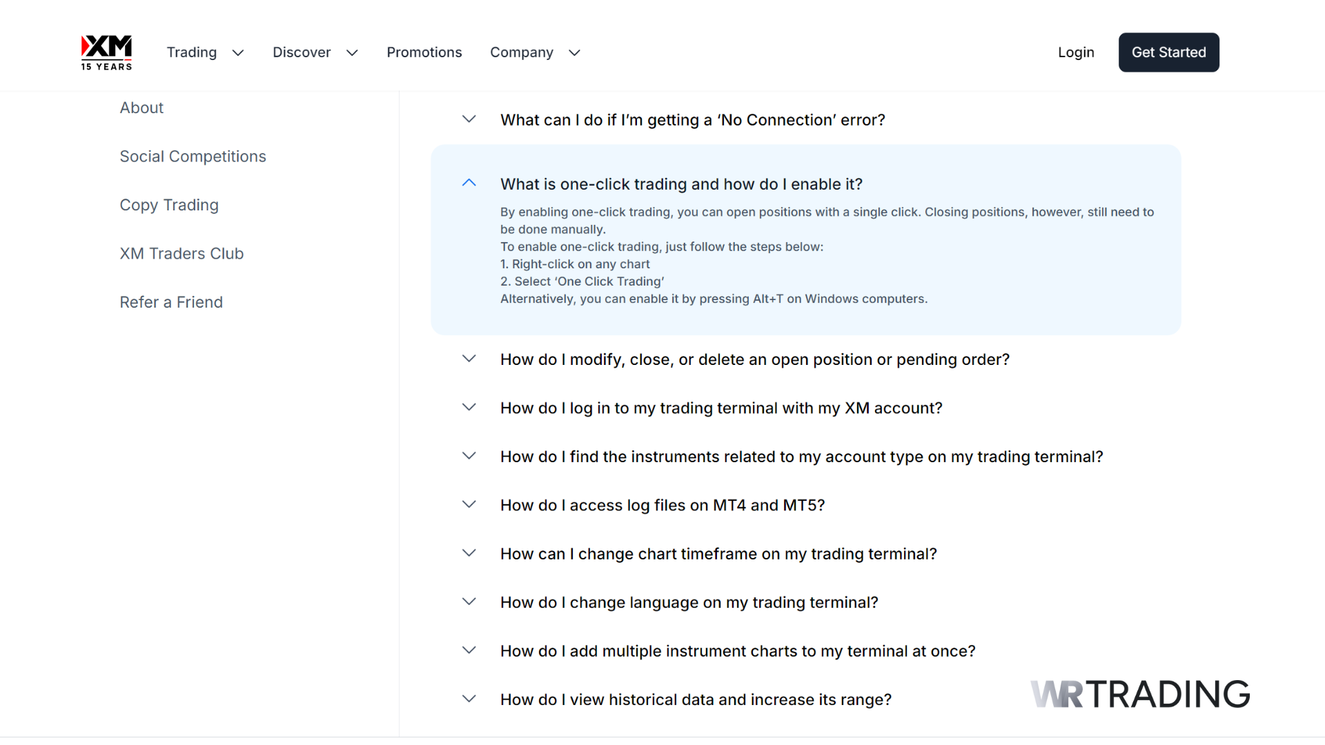 XM One Click Trading Enabling