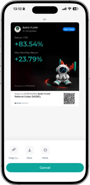 BASIC FLOW Expert Advisor statistics on Startrader App.