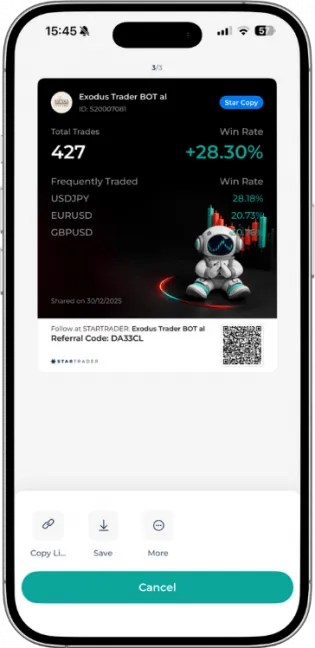 Exodus Trader BOT AI Trading Statistics, Expert Advisor in the Startrader app.