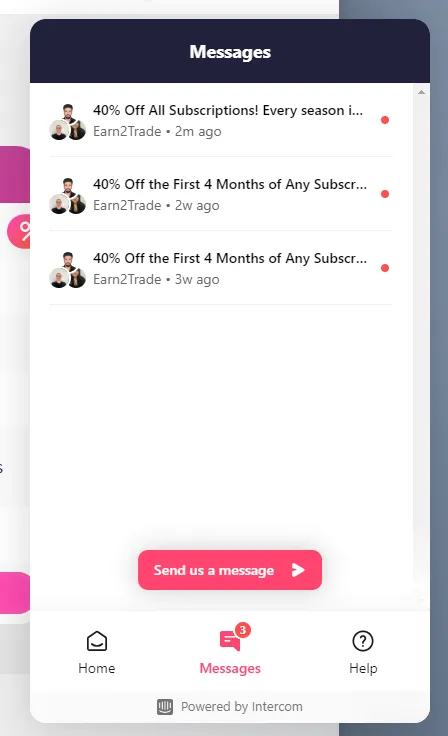 Earn2Trade Promo Code in Live Chat