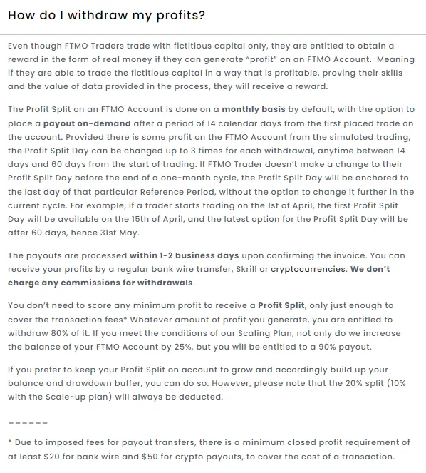 FTMO payout policy