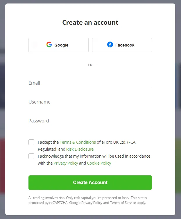 Account creation with a Trading Broker