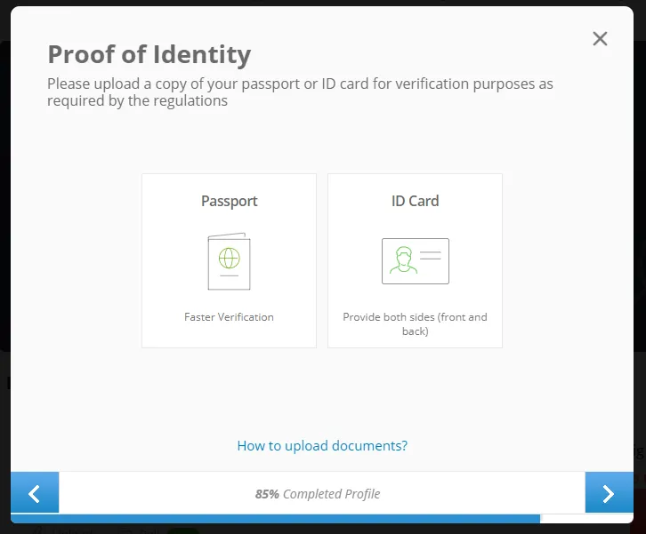 Account verification with a Trading Broker