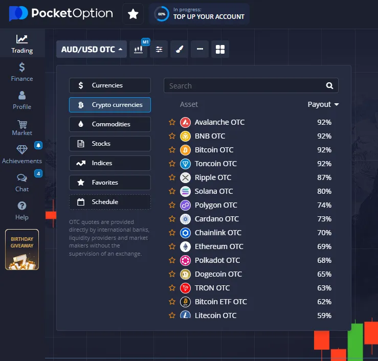 Binary Options broker choose asset
