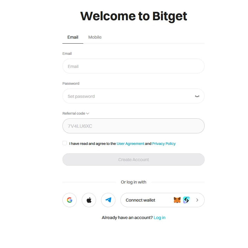 Register Bitget