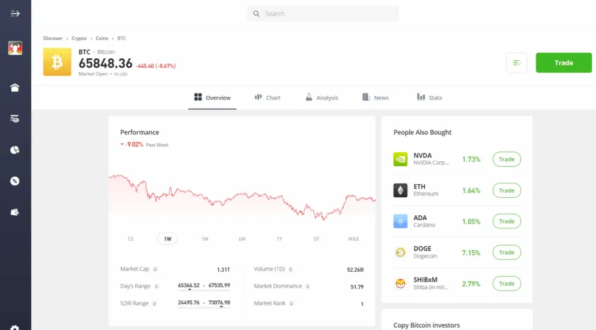 trading crypto on etoro
