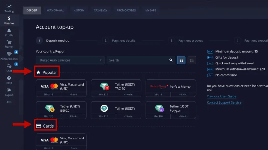 Payment Methods for UAE Traders with Pocket Option