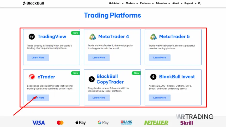 BlackBull Markets Trading Platforms Available
