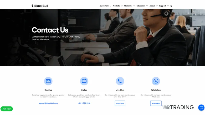 BlackBull Markets Customer Support Page