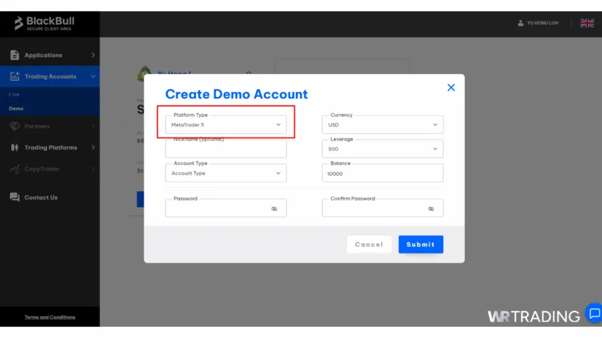BlackBull Markets MetaTrader 5 Demo Account Sign Up
