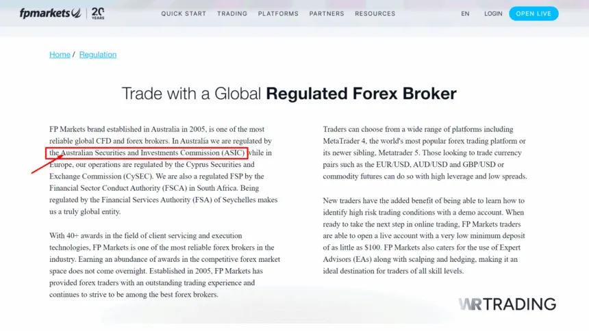 FP Markets Best ASIC Regulated Forex Broker