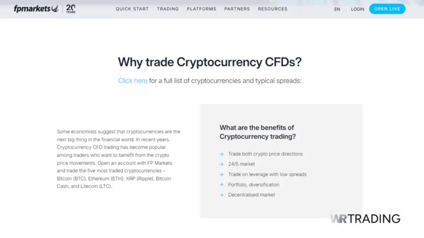 FP Markets Best Crypto CFD Broker