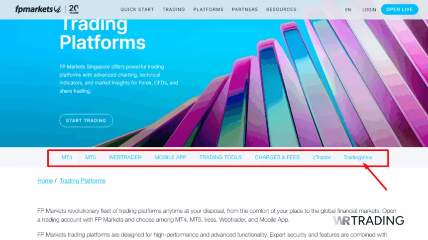 FP Markets Trading Platforms Available