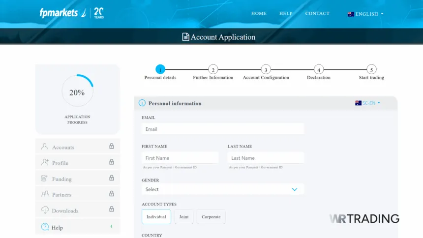 FP Markets Trading Islamic Account Registration Swap Free Account