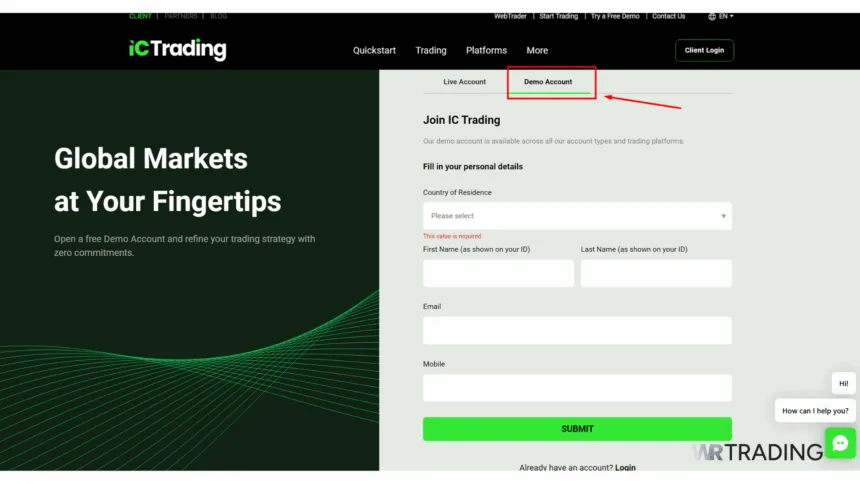 IC Trading MetaTrader 4 Demo Account Sign Up