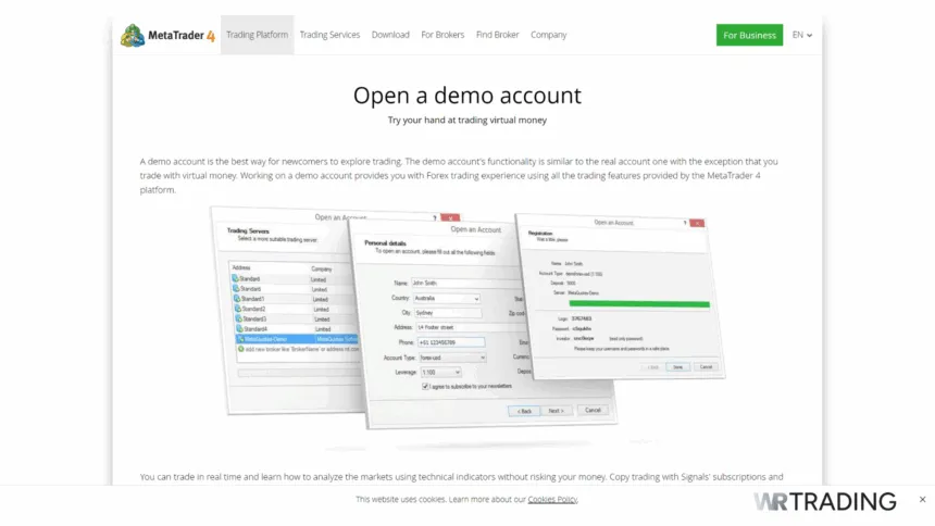 MetaTrader 4 Demo Account Sign Up
