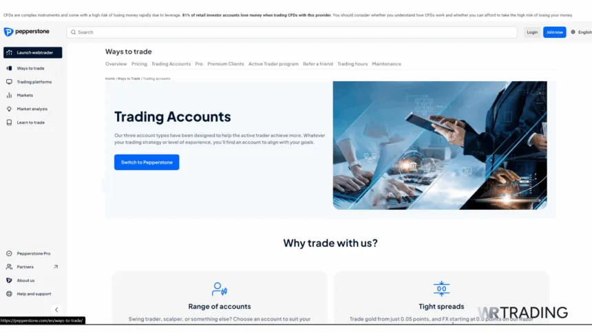 Pepperstone Overview of Trading Accounts