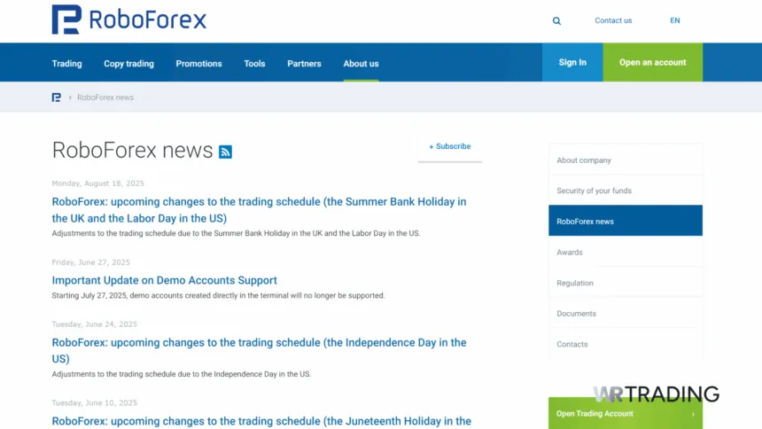 News Trading with RoboForex news
