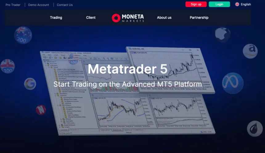 Moneta Markets Trading Crypto via MetaTrader